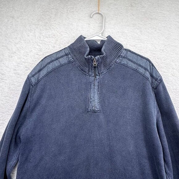 Structure Sweater Mens XXL 2XL Ribbed Blue 1/4 Zip Pullover Top Stitch - Picture 2 of 8